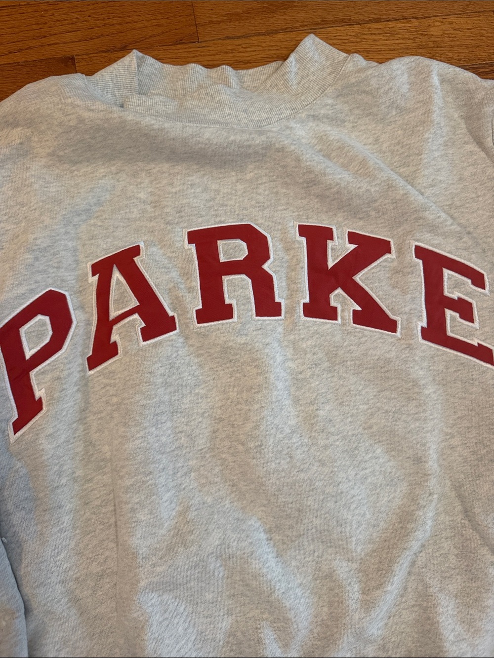 PARKE Heritage Grey Crewneck Sweatshirt with Red Lettering NWOT L/XL - Picture 3 of 5